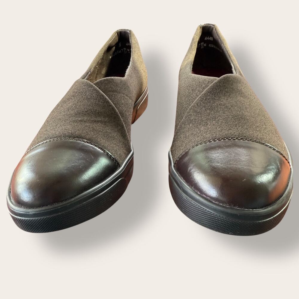 Munro Womens 8N Fabric Leather Loafer Comfort Shoes Casual Brown Stretch Slip On - Picture 4 of 11